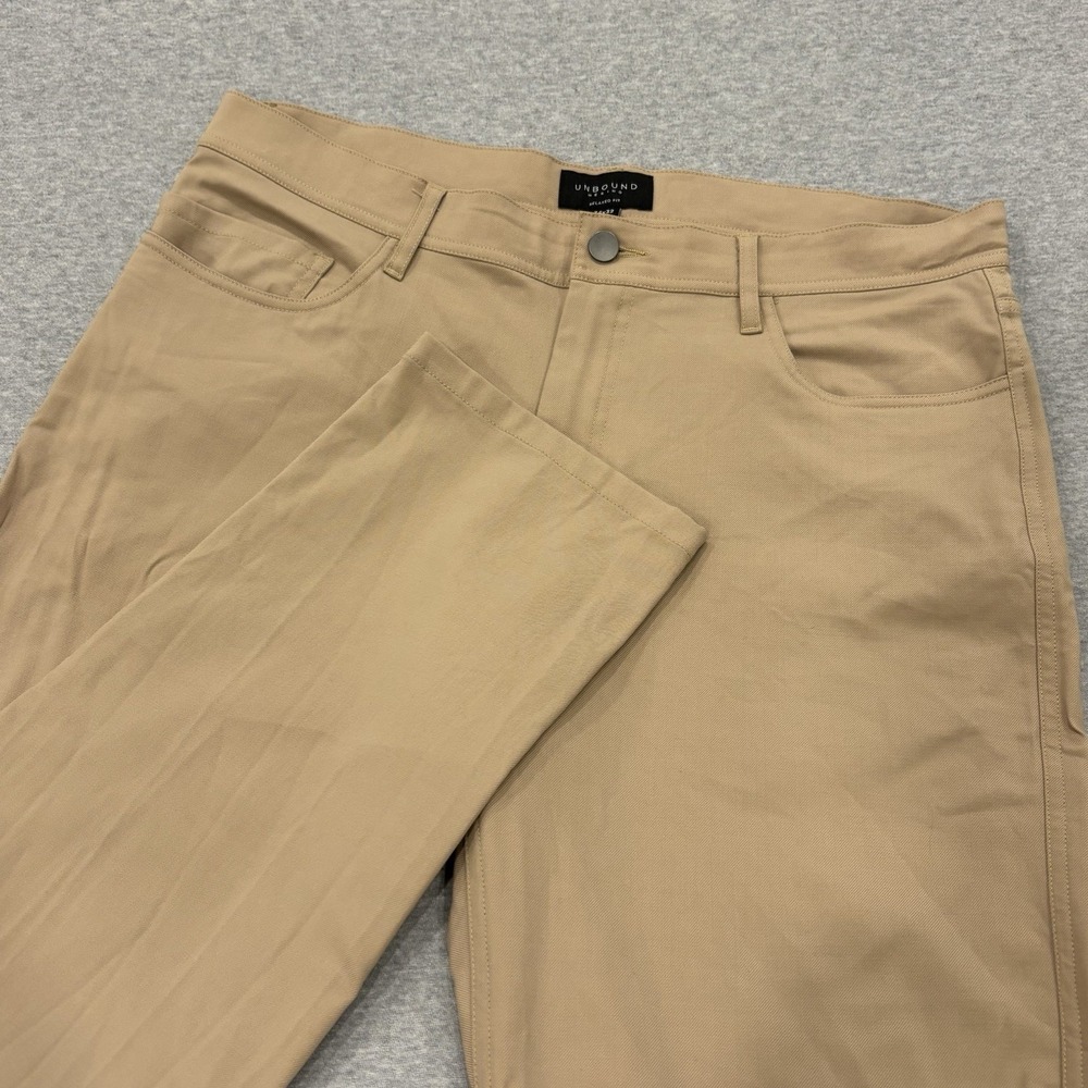 Unbound Merino Relaxed Fit Travel Pants Mens 34x32 (Fits 36x28) Sandstone Tan